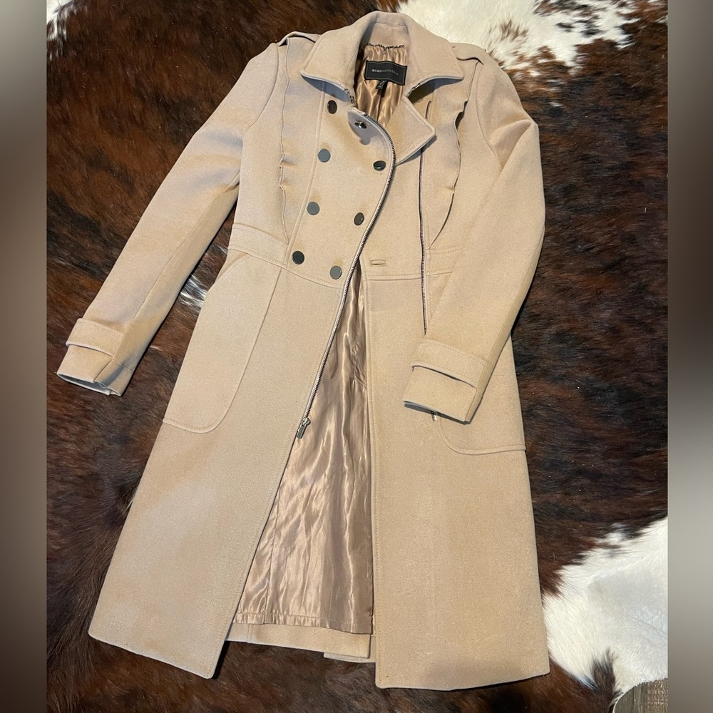 BCBG beige heavy wool pea coat. Only worn a handful of times.